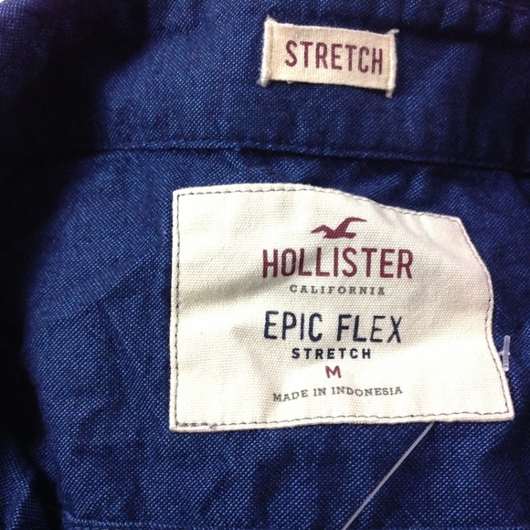 Hollister Men's Casual Button Down Shirt Navy Blue - Picture 5 of 5